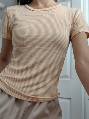 Women's Short-Sleeve Ribbed Crewneck Top - Yellow